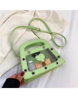 Summer Sweet and Cool Jelly Color Fashion Transparent Women Handbag - Green