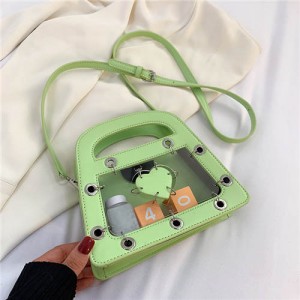 Summer Sweet and Cool Jelly Color Fashion Transparent Women Handbag - Green
