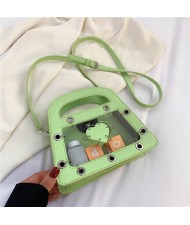 Summer Sweet and Cool Jelly Color Fashion Transparent Women Handbag - Green