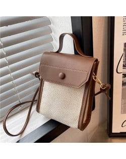 Business Style Fashion Vertical Design Women Handbag - Coffee