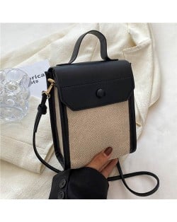 Business Style Fashion Vertical Design Women Handbag - Black