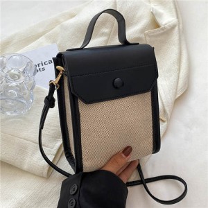 Business Style Fashion Vertical Design Women Handbag - Black