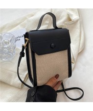 Business Style Fashion Vertical Design Women Handbag - Black