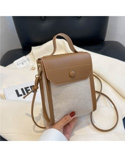 Business Style Fashion Vertical Design Women Handbag - Khaki