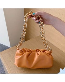 Cloud Shape Design Bold Fashion Chain Women Handbag - Orange