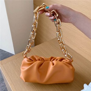 Cloud Shape Design Bold Fashion Chain Women Handbag - Orange