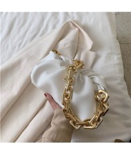 Cloud Shape Design Bold Fashion Chain Women Handbag - White