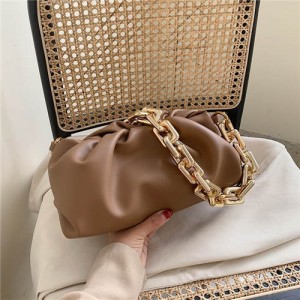 Cloud Shape Design Bold Fashion Chain Women Handbag - Brown