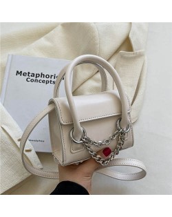 Classic Design Alloy Chain Tassel Decorated Women Mini Wholesale Handbag - White