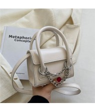 Classic Design Alloy Chain Tassel Decorated Women Mini Wholesale Handbag - White