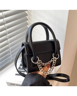 Classic Design Alloy Chain Tassel Decorated Women Mini Wholesale Handbag - Black
