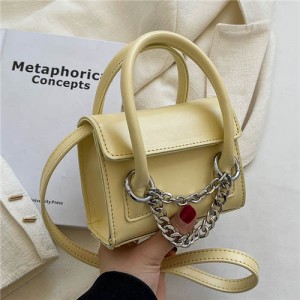 Classic Design Alloy Chain Tassel Decorated Women Mini Wholesale Handbag - Yellow