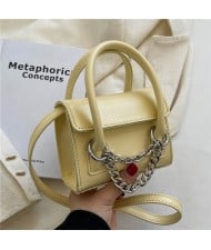 Classic Design Alloy Chain Tassel Decorated Women Mini Wholesale Handbag - Yellow