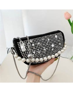 Pearl Handle Semi Round Fashion Rivets Decorated Women Wholesale Handbag