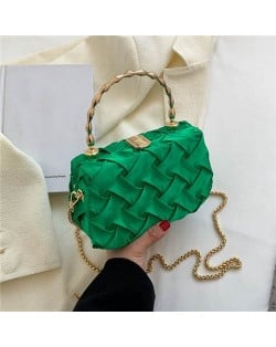 Korean Style Fashion Square Cloth Knitting Style Women Evening Handbag - Green