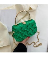 Korean Style Fashion Square Cloth Knitting Style Women Evening Handbag - Green