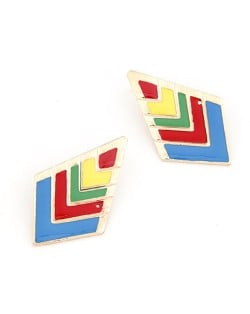 Multiple Colors Oil-spot Glazed Rhombus Shape Fashion Earrings