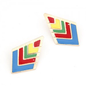 Multiple Colors Oil-spot Glazed Rhombus Shape Fashion Earrings