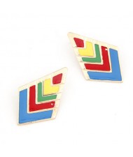 Multiple Colors Oil-spot Glazed Rhombus Shape Fashion Earrings