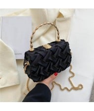 Korean Style Fashion Square Cloth Knitting Style Women Evening Handbag - Black