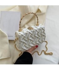 Korean Style Fashion Square Cloth Knitting Style Women Evening Handbag - White