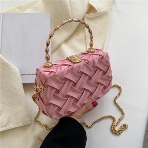 Korean Style Fashion Square Cloth Knitting Style Women Evening Handbag - Pink