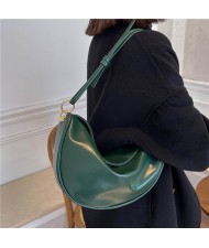 Unique Crescent Shape Design Hip-hop Style Crossbody Bag - Ink Green