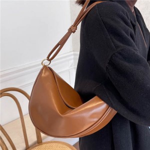 Unique Crescent Shape Design Hip-hop Style Crossbody Bag - Brown