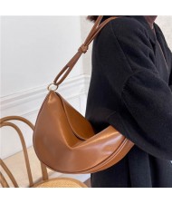 Unique Crescent Shape Design Hip-hop Style Crossbody Bag - Brown