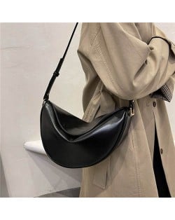 Unique Crescent Shape Design Hip-hop Style Crossbody Bag - Black