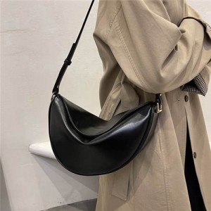 Unique Crescent Shape Design Hip-hop Style Crossbody Bag - Black