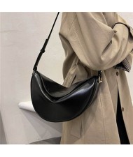 Unique Crescent Shape Design Hip-hop Style Crossbody Bag - Black
