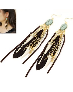 Turquoise Embedded Assorted Elements Dangling Earrings