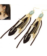 Turquoise Embedded Assorted Elements Dangling Earrings