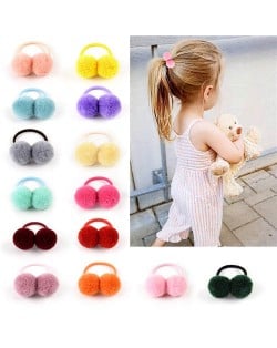 (14 pcs) Fashion Colorful Fluffy Balls Baby Girl Hair Bands Set/ Wholesale Hair Accessories