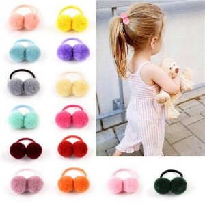 (14 pcs) Fashion Colorful Fluffy Balls Baby Girl Hair Bands Set/ Wholesale Hair Accessories