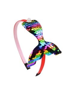 Mermaid Tail Design Sequins Kids Headband Sweet Girl Hair Accessories - Multicolor