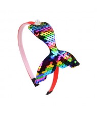 Mermaid Tail Design Sequins Kids Headband Sweet Girl Hair Accessories - Multicolor