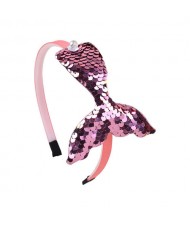 Mermaid Tail Design Sequins Kids Headband Sweet Girl Hair Accessories - Pink