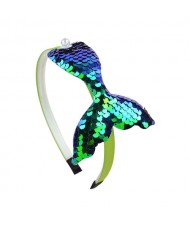 Mermaid Tail Design Sequins Kids Headband Sweet Girl Hair Accessories - Green