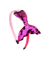 Mermaid Tail Design Sequins Kids Headband Sweet Girl Hair Accessories - Rose