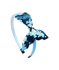 Mermaid Tail Design Sequins Kids Headband Sweet Girl Hair Accessories - Blue