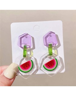 Cute Watermelon Comic Style Summer High Fashion Women Dangle Earrings