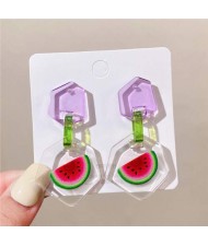 Cute Watermelon Comic Style Summer High Fashion Women Dangle Earrings