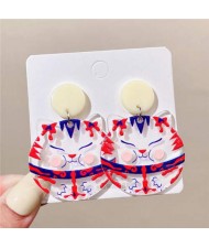 Comic Doodle Trendy Lady Round Shape White Dangle Wholesale Earrings