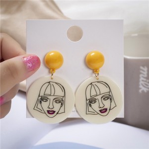 Comic Doodle Japanese Lucky Cat Design Round Shape Dangle Wholesale Earrings