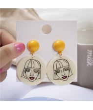 Comic Doodle Japanese Lucky Cat Design Round Shape Dangle Wholesale Earrings