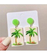 Rectangular Coconut Tree Summer Fashion Women Wholesale Drop Earrings