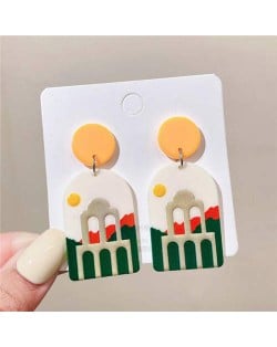 Pavilion in the Sunset Cartoon Fashion Irregular Shape Women Dangle Earrings