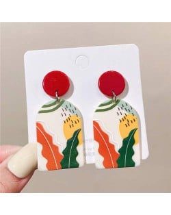 Tropical Scenery Comic Doodle Fashion Women Wholesale Drop Earrings